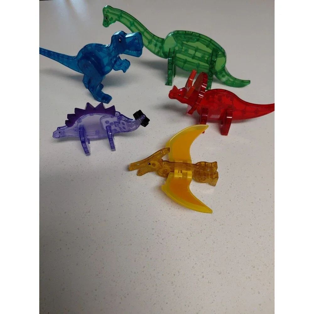 Magna-Tiles Dino World Magnetic Dinosaur Figures Set of 5 T-Rex Triceratops etc